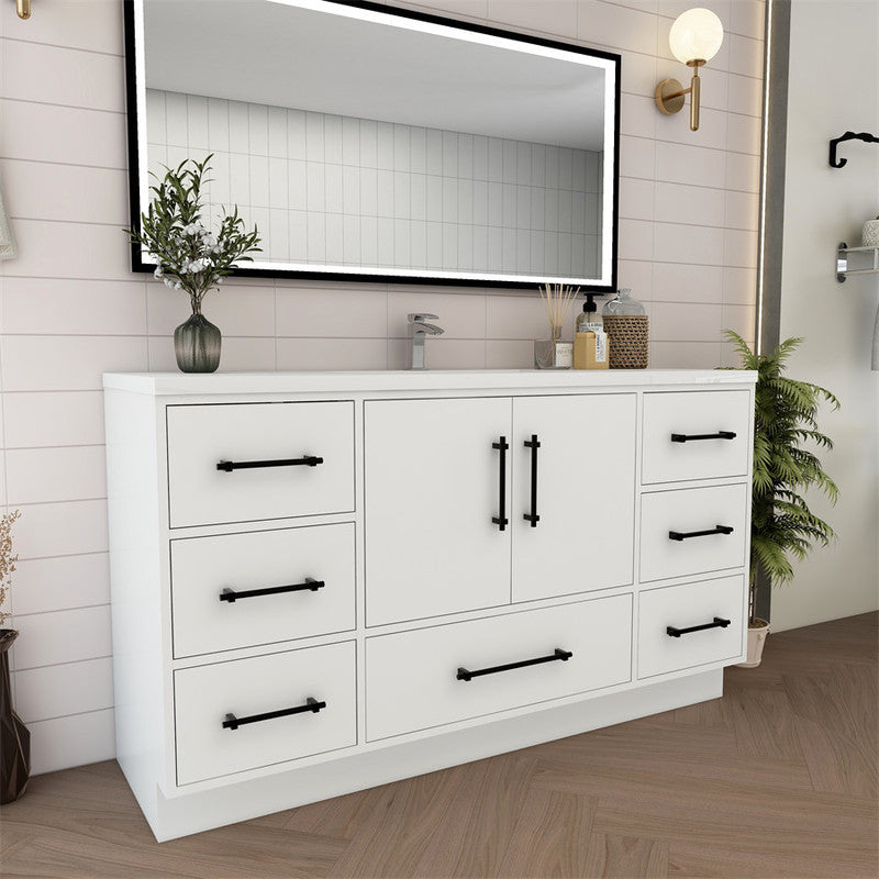 Victoria 60" Freestanding Bathroom Vanity with Acrylic Integrated Sink Top