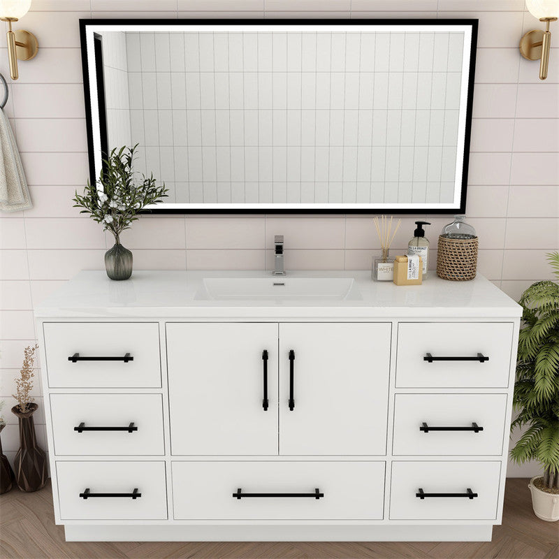 Victoria 60" Freestanding Bathroom Vanity with Acrylic Integrated Sink Top