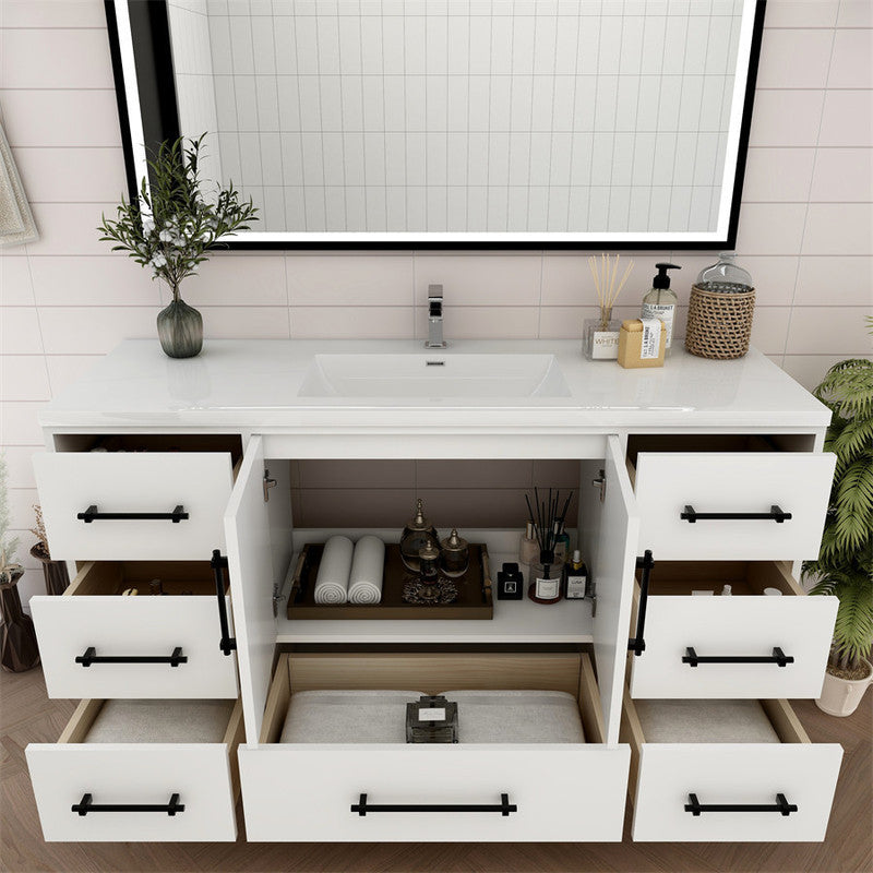 Victoria 60" Freestanding Bathroom Vanity with Acrylic Integrated Sink Top