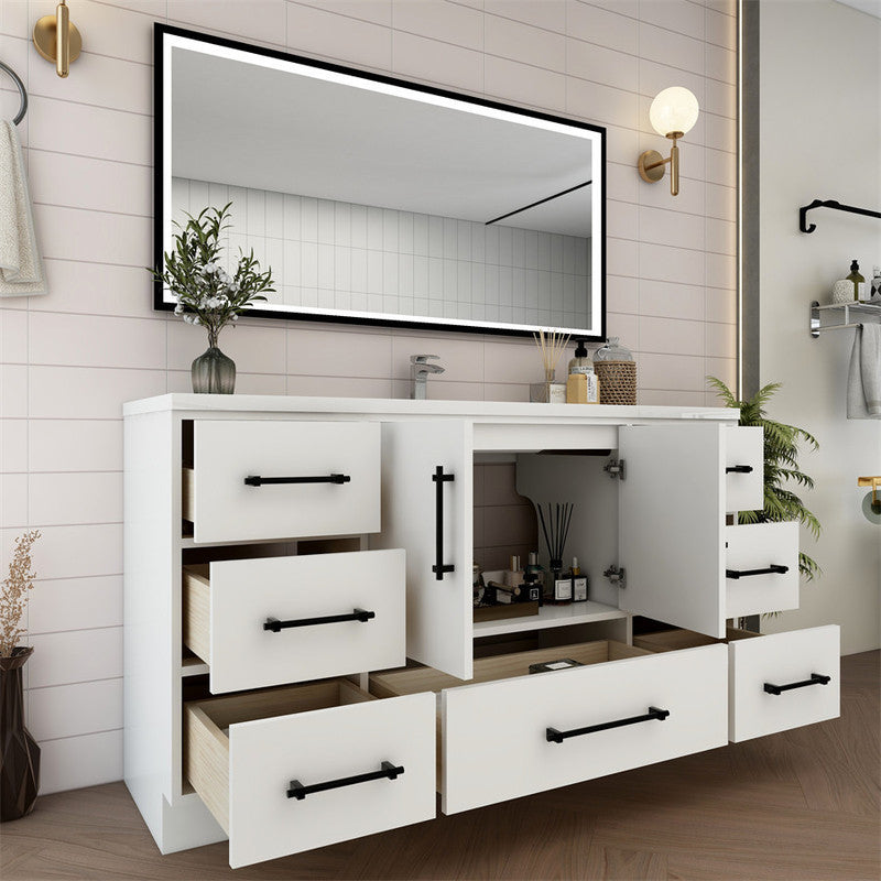 Victoria 60" Freestanding Bathroom Vanity with Acrylic Integrated Sink Top