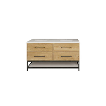 Victoria Drawers with Open Shelf 60" Freestanding Bathroom Vanity with Acrylic Integrated Sink Top