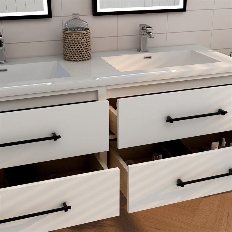 Victoria Drawers 60" Wall Mounted Bathroom Vanity with Acrylic Integrated Sink Top