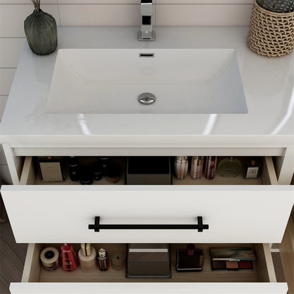 Victoria Drawers 60" Wall Mounted Bathroom Vanity with Acrylic Integrated Sink Top