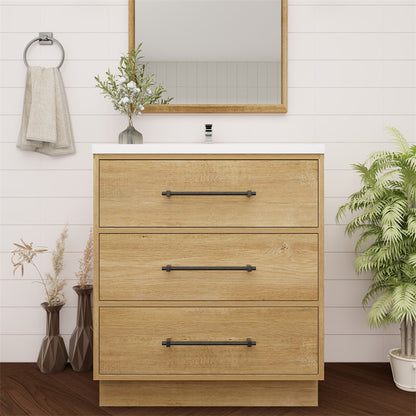 Victoria 30" Freestanding Bathroom Vanity with Acrylic Integrated Sink Top