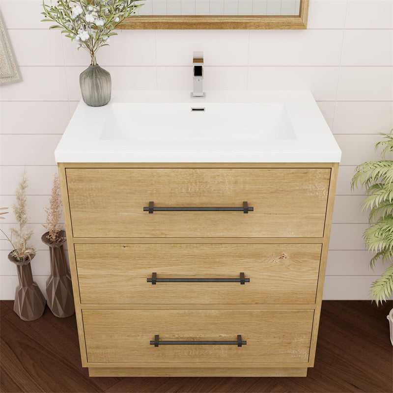 Victoria 30" Freestanding Bathroom Vanity with Acrylic Integrated Sink Top