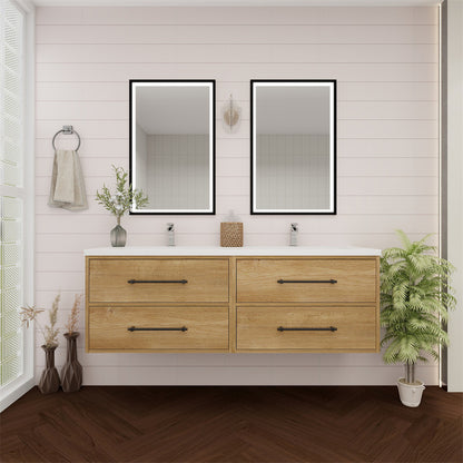 Victoria Drawers 60" Wall Mounted Bathroom Vanity with Acrylic Integrated Sink Top