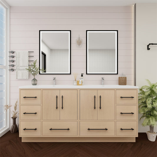 Victoria 72" Freestanding Bathroom Vanity with Reinforced Acrylic Integrated Sink Top