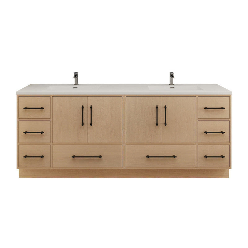 Victoria 84" Freestanding Bathroom Vanity with Acrylic Integrated Sink Top