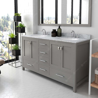 [CLEARANCE] Virtu USA Caroline Avenue Cashmere Grey 60" Bathroom Vanity [BASE ONLY]