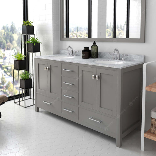 [CLEARANCE] Virtu USA Caroline Avenue Cashmere Grey 60" Bathroom Vanity [BASE ONLY]