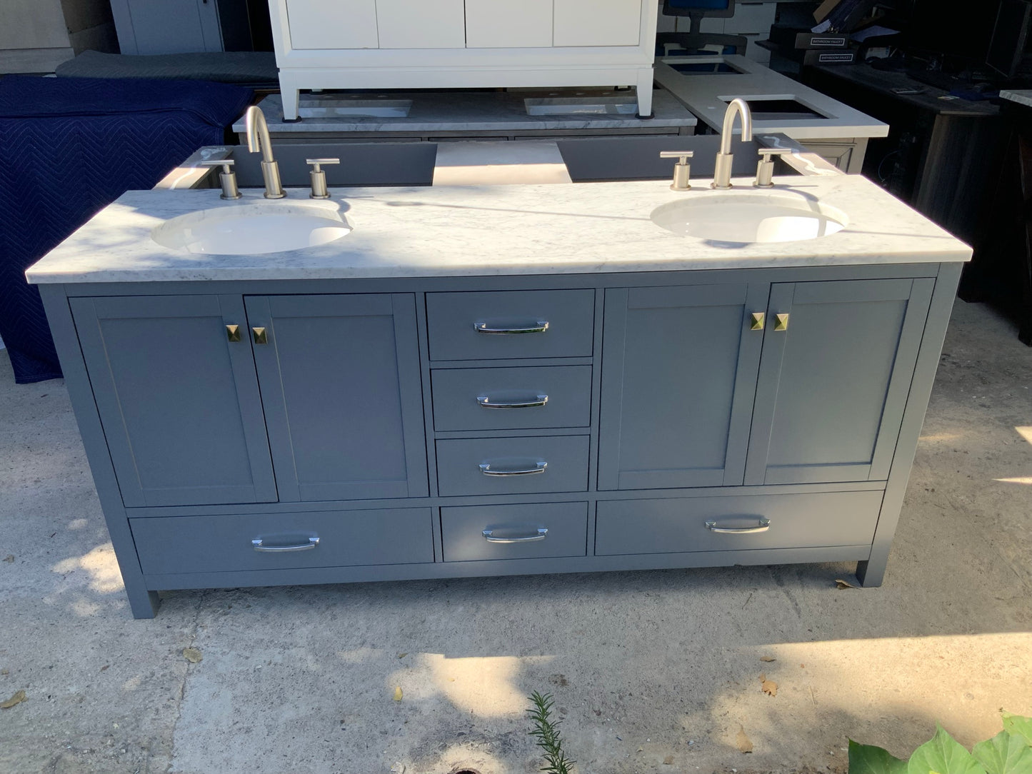 [CLEARANCE] Virtu USA Caroline Avenue Cashmere Grey 60" Bathroom Vanity [BASE ONLY]