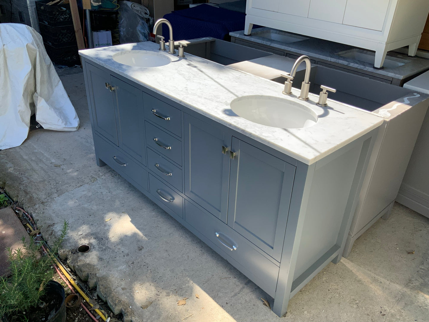 [CLEARANCE] Virtu USA Caroline Avenue Cashmere Grey 60" Bathroom Vanity [BASE ONLY]