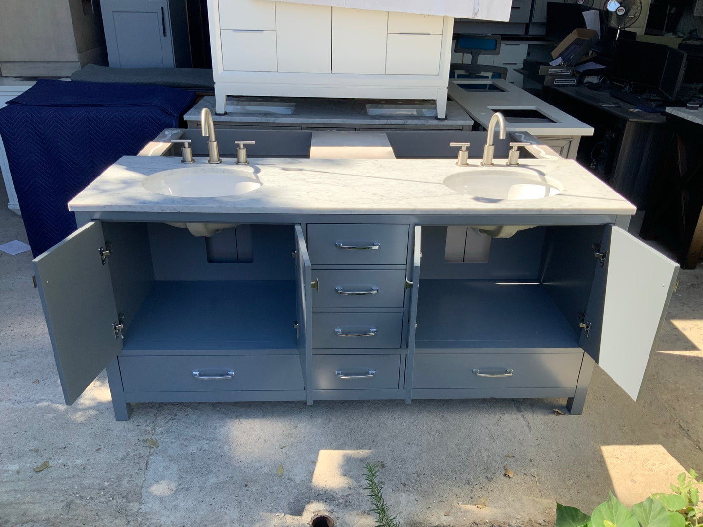 [CLEARANCE] Virtu USA Caroline Avenue Cashmere Grey 60" Bathroom Vanity [BASE ONLY]