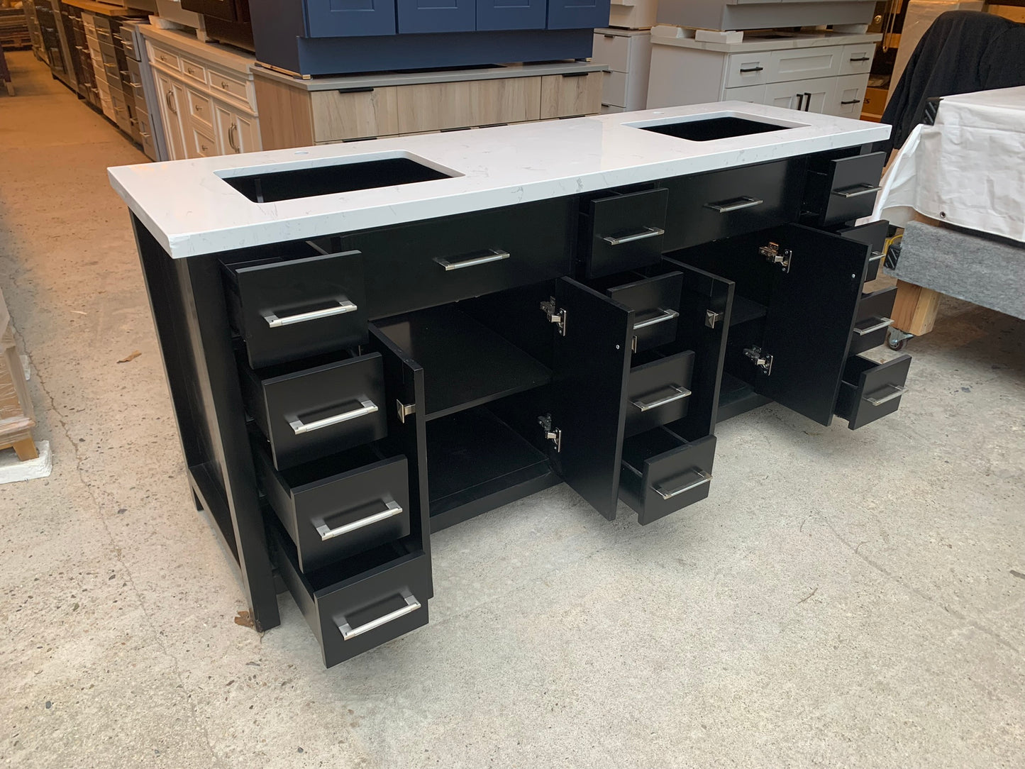 [CLEARANCE] Virtu USA Caroline Parkway Espresso Black 72” Bathroom Vanity [BASE ONLY]