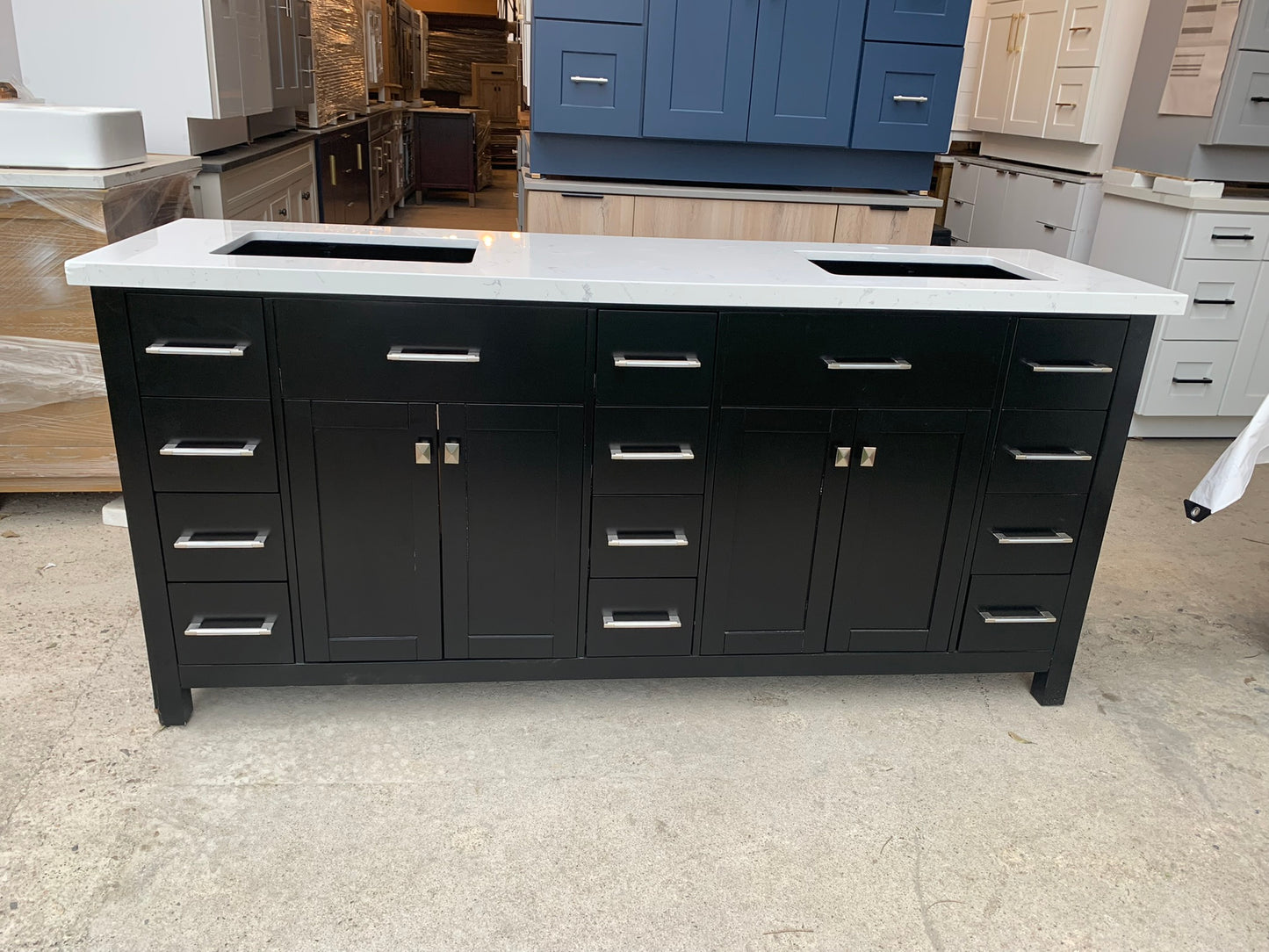 [CLEARANCE] Virtu USA Caroline Parkway Espresso Black 72” Bathroom Vanity [BASE ONLY]