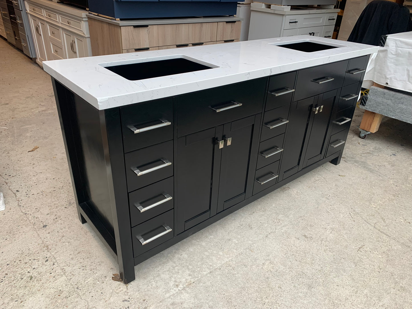 [CLEARANCE] Virtu USA Caroline Parkway Espresso Black 72” Bathroom Vanity [BASE ONLY]