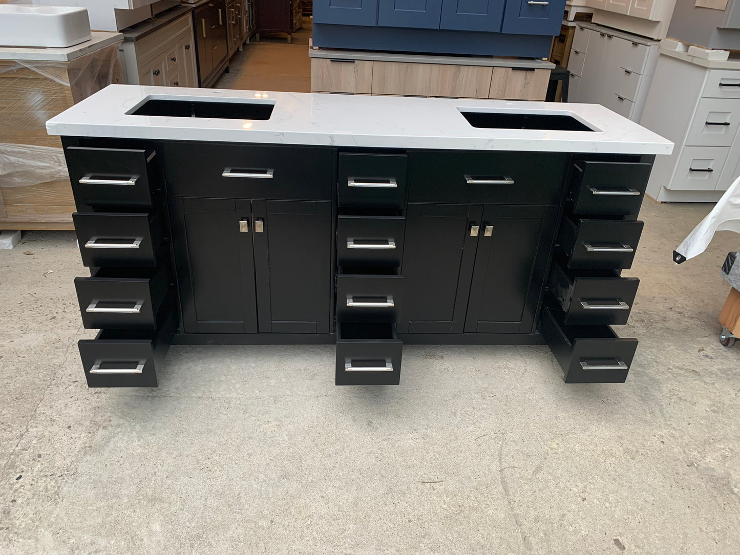 [CLEARANCE] Virtu USA Caroline Parkway Espresso Black 72” Bathroom Vanity [BASE ONLY]