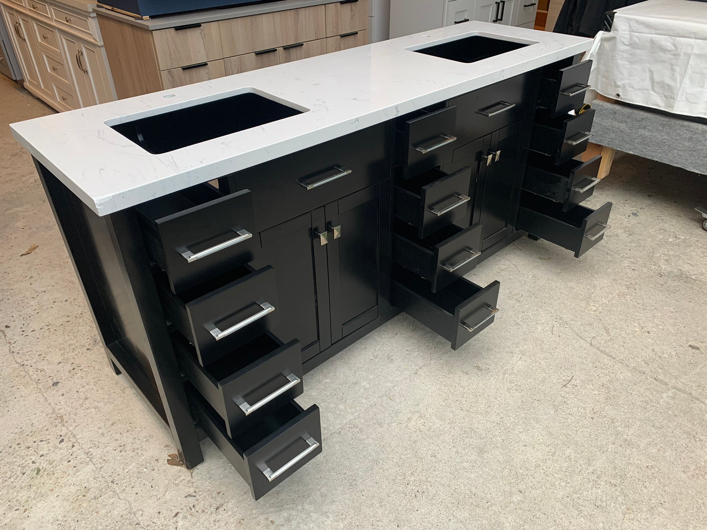 [CLEARANCE] Virtu USA Caroline Parkway Espresso Black 72” Bathroom Vanity [BASE ONLY]