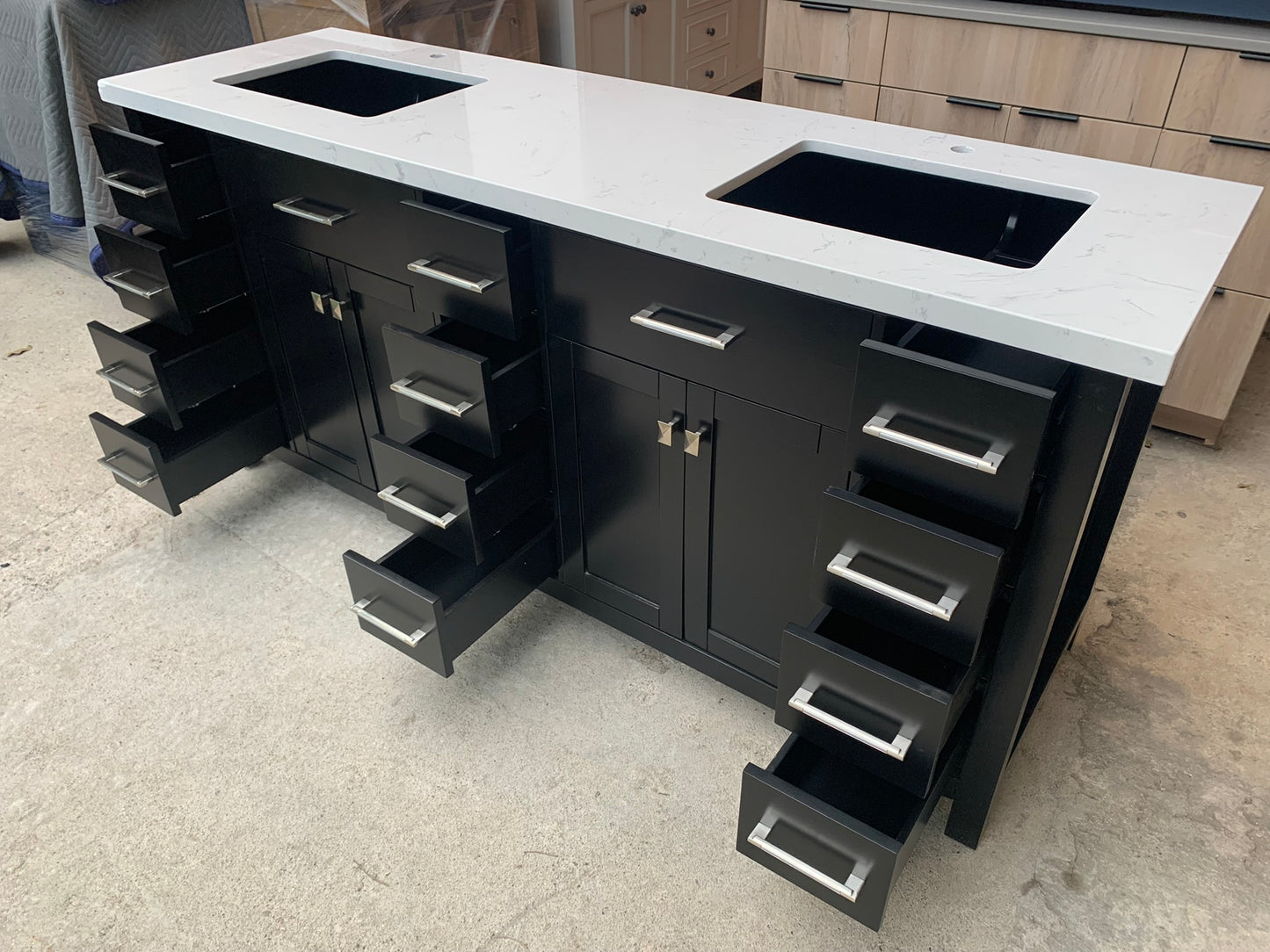 [CLEARANCE] Virtu USA Caroline Parkway Espresso Black 72” Bathroom Vanity [BASE ONLY]