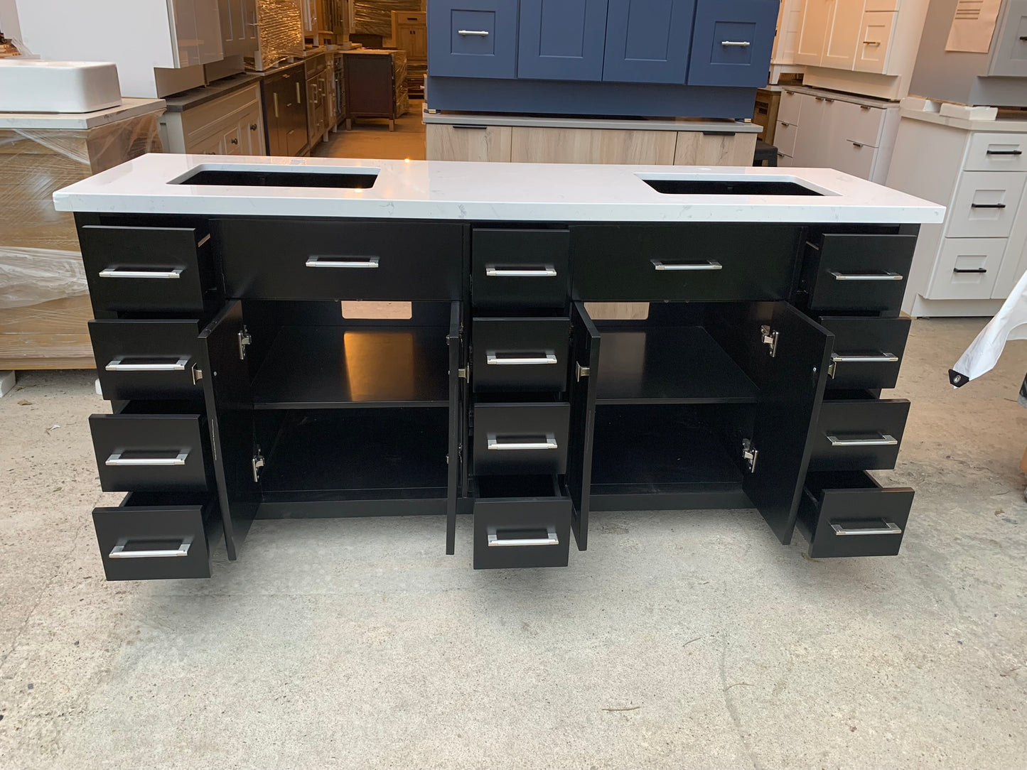 [CLEARANCE] Virtu USA Caroline Parkway Espresso Black 72” Bathroom Vanity [BASE ONLY]