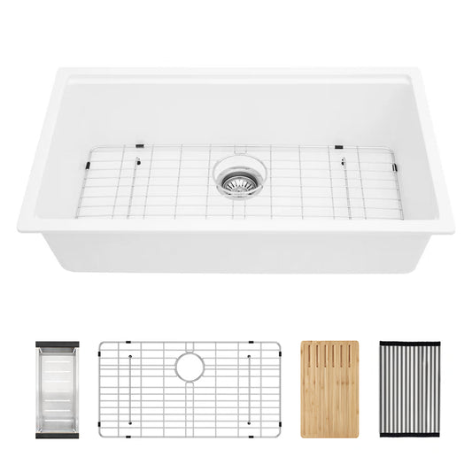 Jameson 33" Granite Composite Undermount Kitchen Sink with Workstation