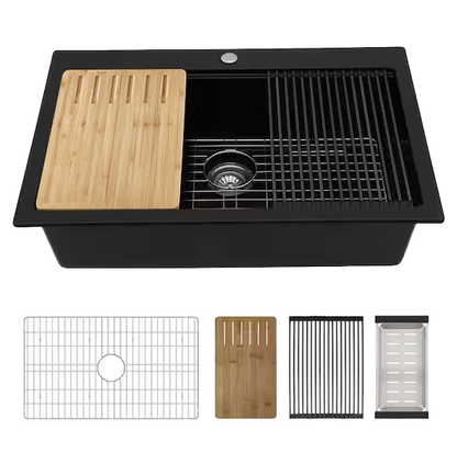 Jameson 33" Granite Composite Top Mount Kitchen Sink with Workstation