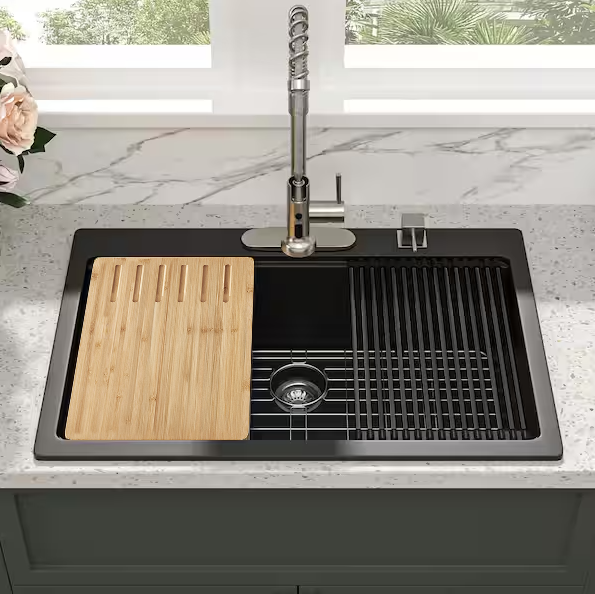 Jameson 33" Granite Composite Top Mount Kitchen Sink with Workstation