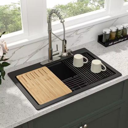 Jameson 33" Granite Composite Top Mount Kitchen Sink with Workstation