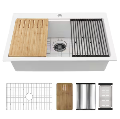Jameson 33" Granite Composite Top Mount Kitchen Sink with Workstation