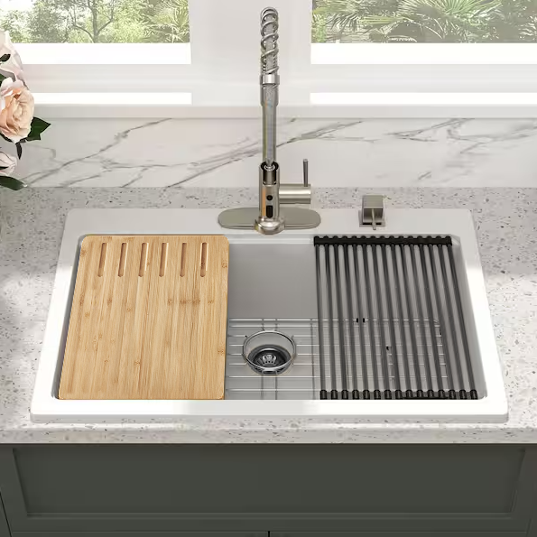 Jameson 33" Granite Composite Top Mount Kitchen Sink with Workstation