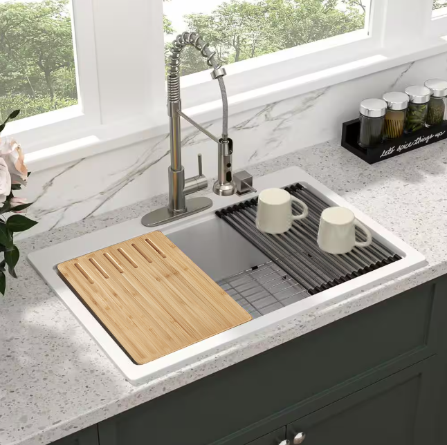 Jameson 33" Granite Composite Top Mount Kitchen Sink with Workstation
