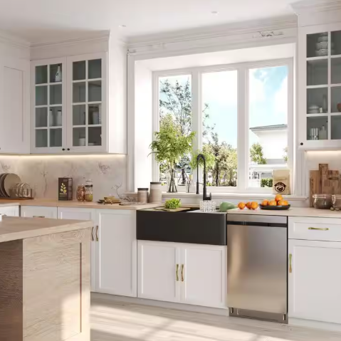 Becker 33" Fireclay Apron / Farmhouse Kitchen Sink with Workstation