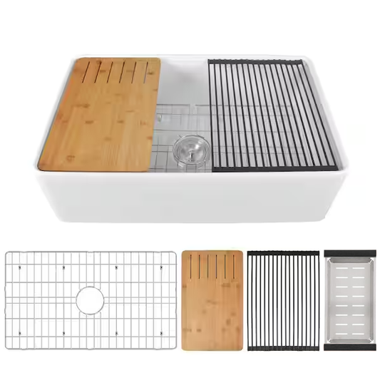 Becker 33" Fireclay Apron / Farmhouse Kitchen Sink with Workstation