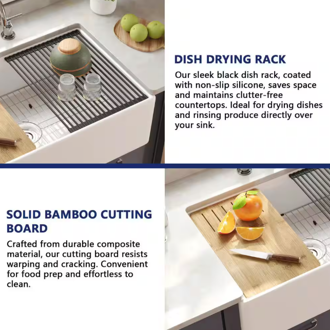 Becker 33" Fireclay Apron / Farmhouse Kitchen Sink with Workstation