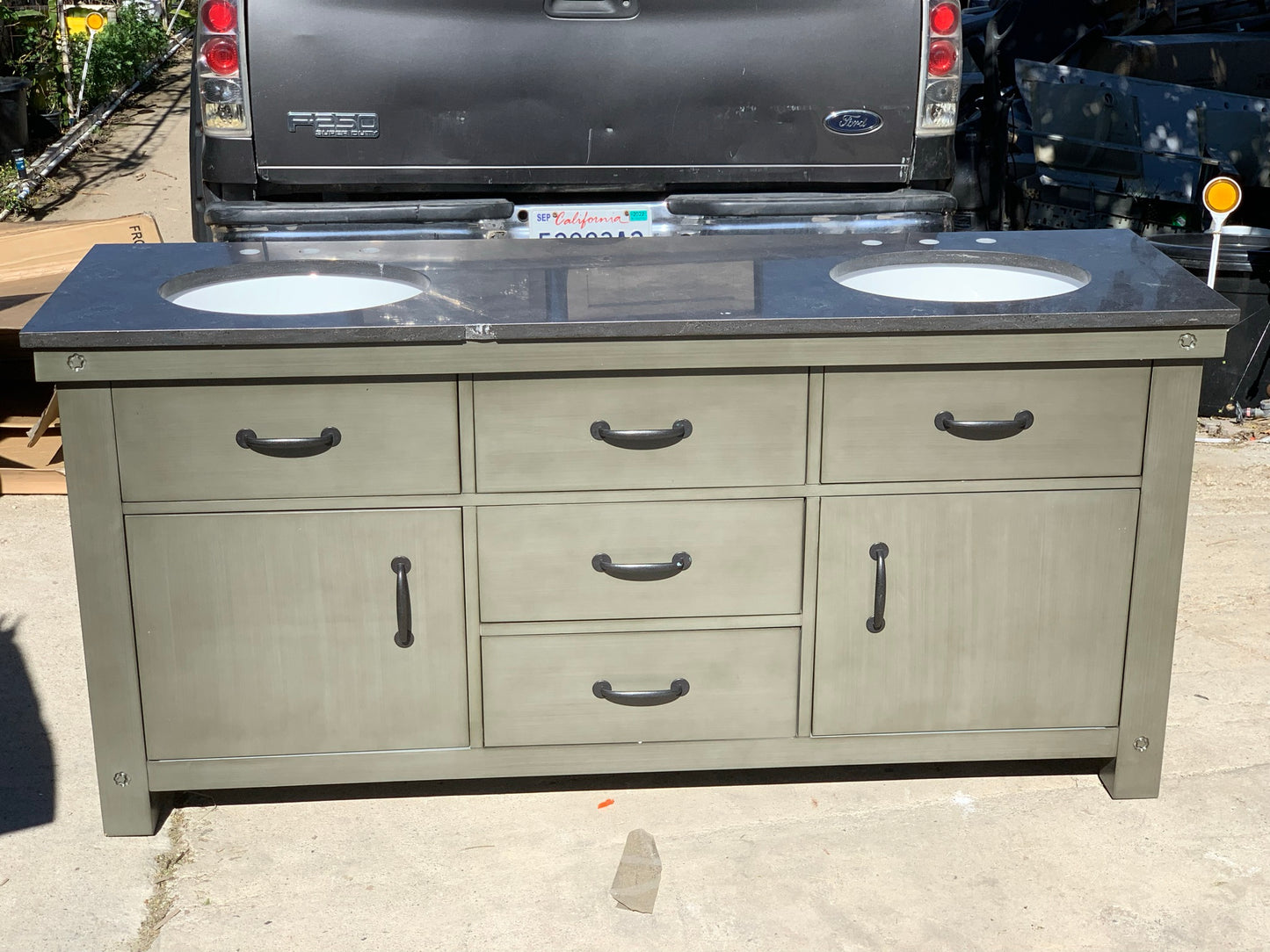 [CLEARANCE] Water Creation Aberdeen Grizzle Grey 72” Bathroom Vanity [BASE ONLY]