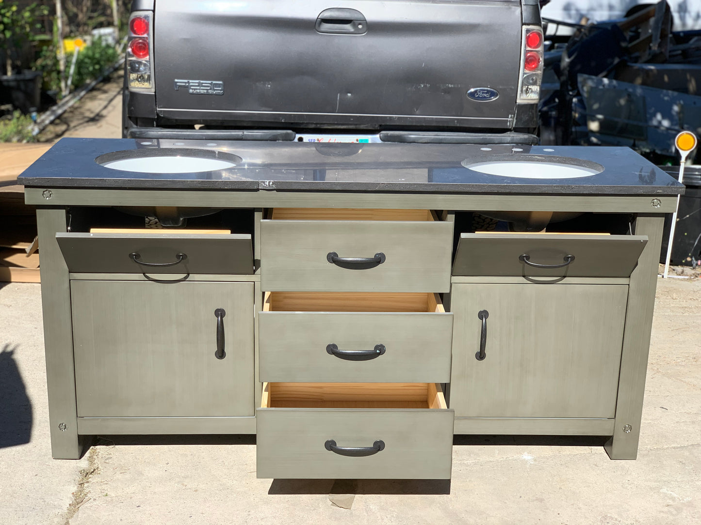 [CLEARANCE] Water Creation Aberdeen Grizzle Grey 72” Bathroom Vanity [BASE ONLY]