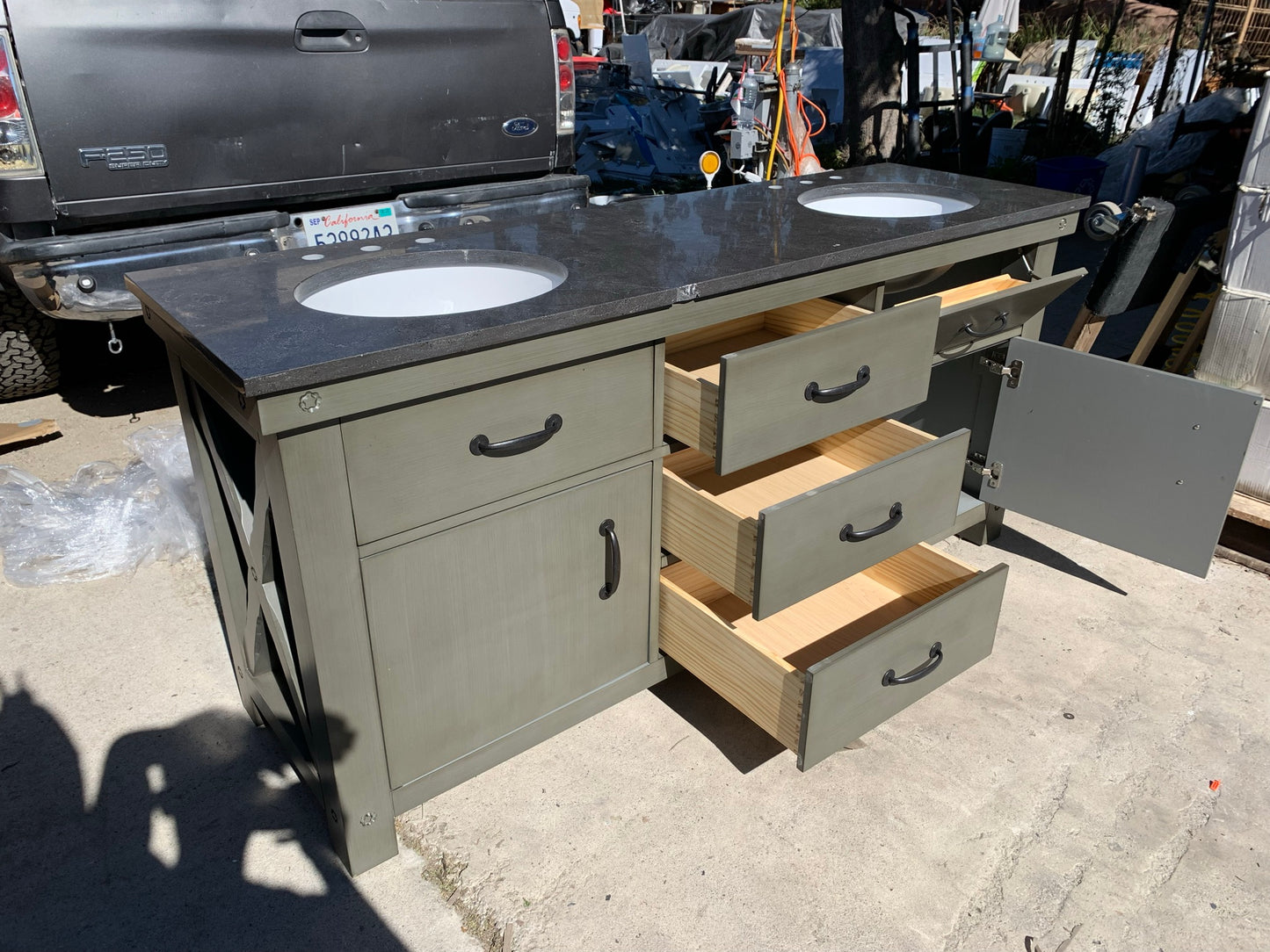 [CLEARANCE] Water Creation Aberdeen Grizzle Grey 72” Bathroom Vanity [BASE ONLY]