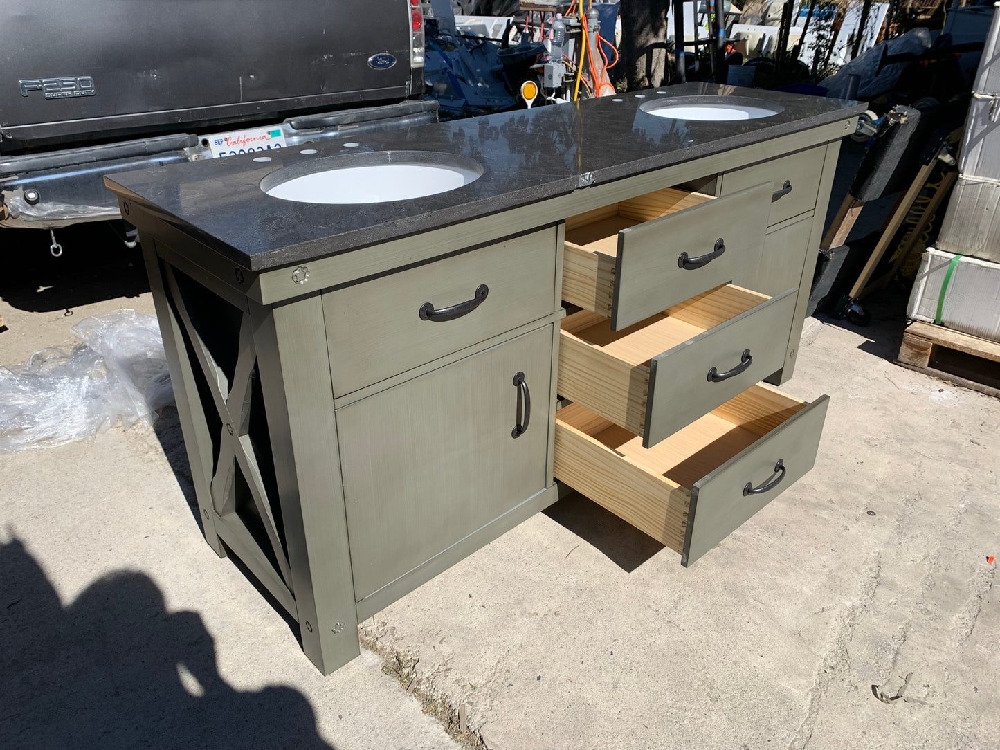 [CLEARANCE] Water Creation Aberdeen Grizzle Grey 72” Bathroom Vanity [BASE ONLY]