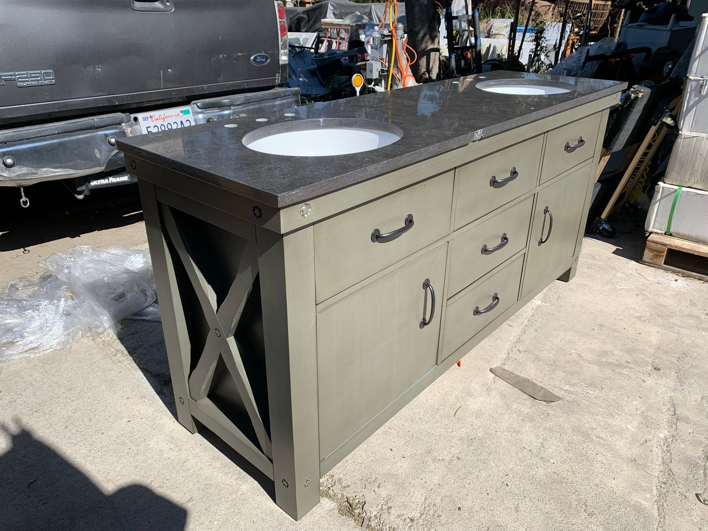 [CLEARANCE] Water Creation Aberdeen Grizzle Grey 72” Bathroom Vanity [BASE ONLY]