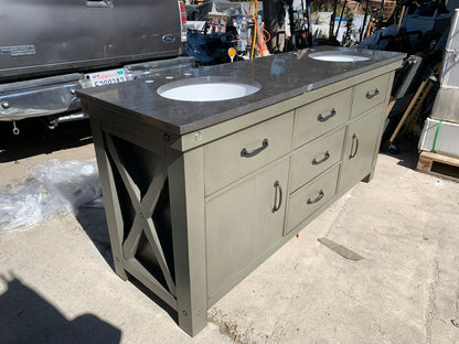 [CLEARANCE] Water Creation Aberdeen Grizzle Grey 72” Bathroom Vanity [BASE ONLY]