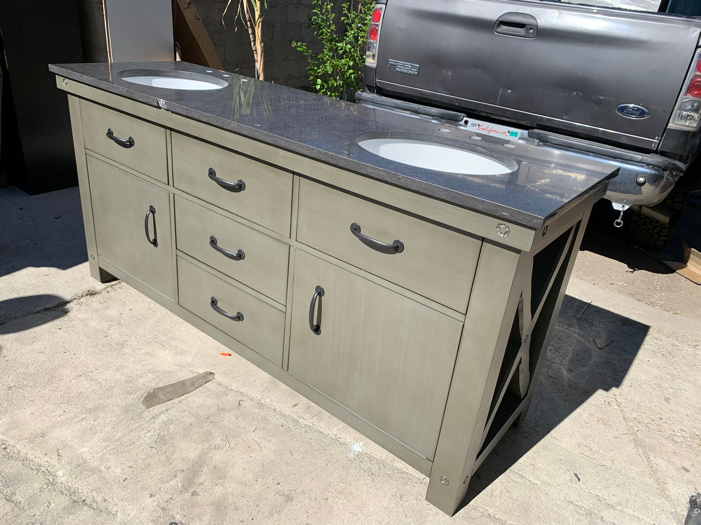 [CLEARANCE] Water Creation Aberdeen Grizzle Grey 72” Bathroom Vanity [BASE ONLY]