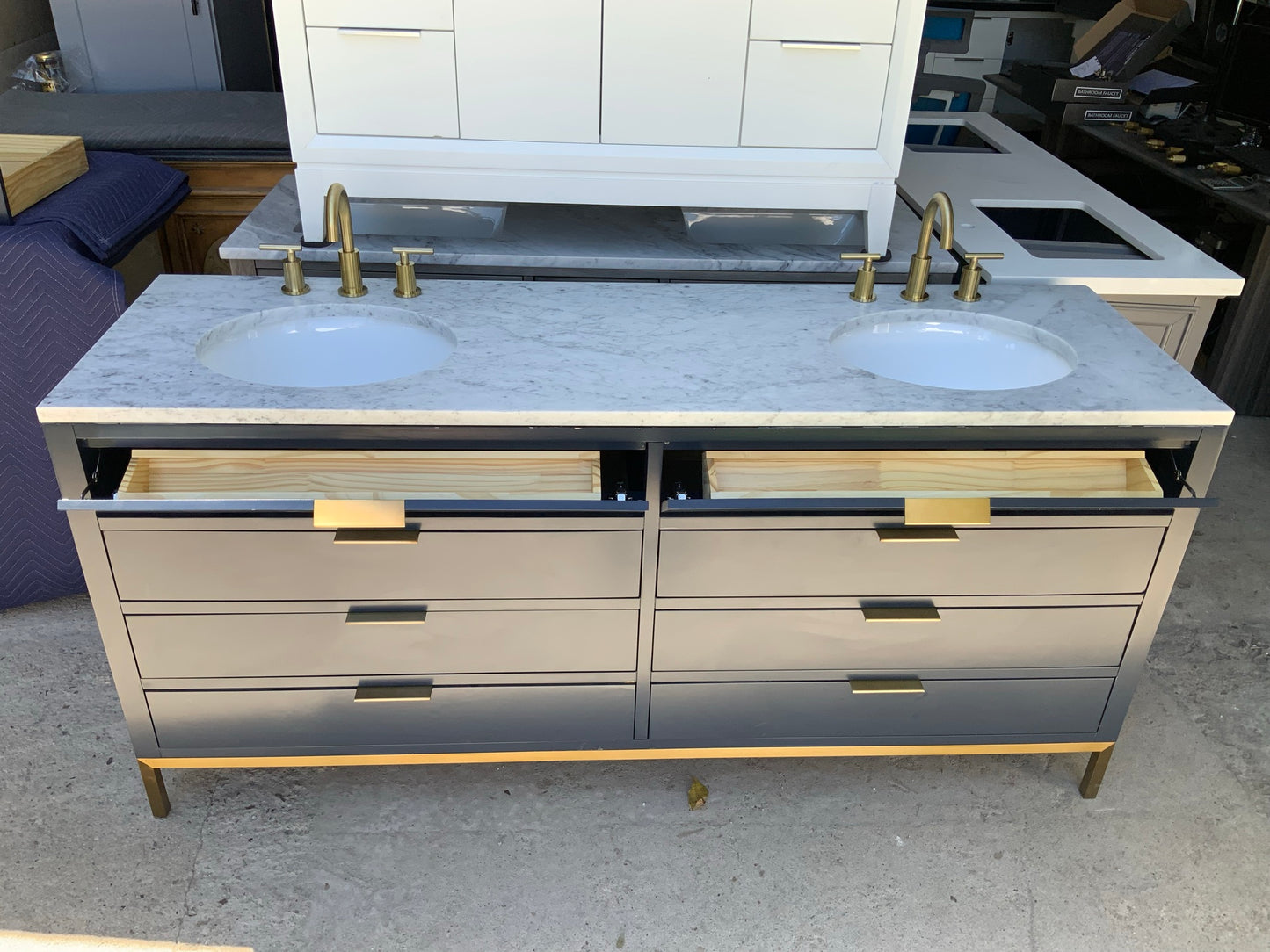 [CLEARANCE] Water Creation Bristol Monarch Blue 72” Bathroom Vanity [BASE ONLY]