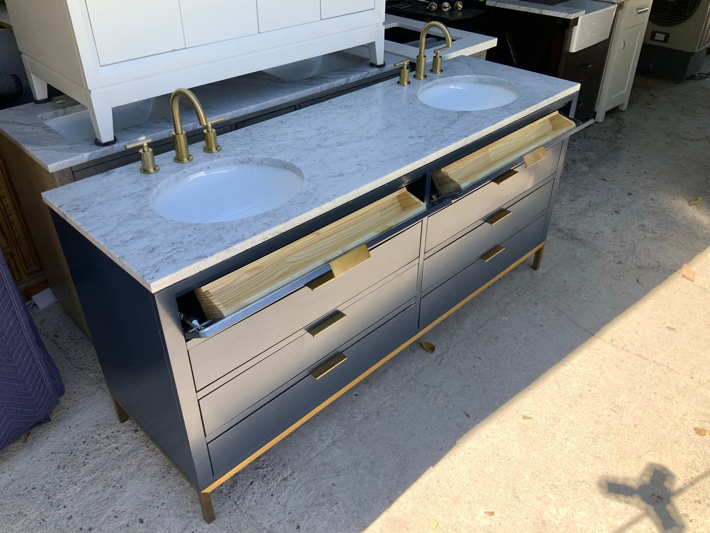 [CLEARANCE] Water Creation Bristol Monarch Blue 72” Bathroom Vanity [BASE ONLY]