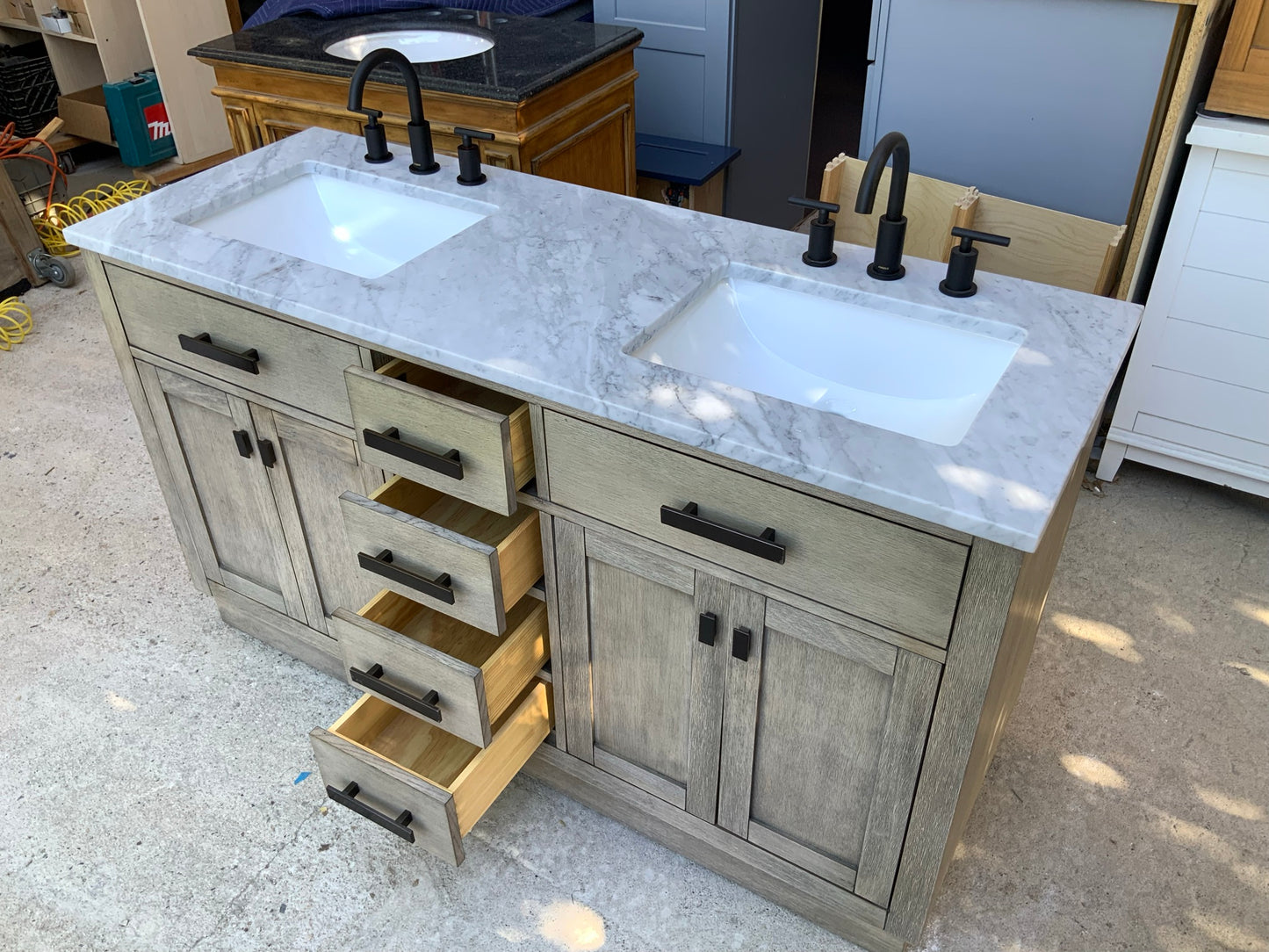 [CLEARANCE] Water Creation Chestnut Grey Oak 72” Bathroom Vanity [BASE ONLY]