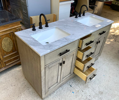 [CLEARANCE] Water Creation Chestnut Grey Oak 72” Bathroom Vanity [BASE ONLY]