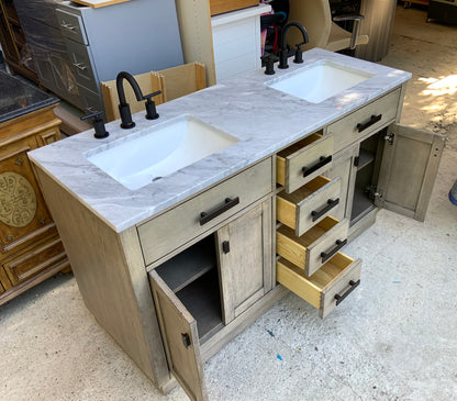 [CLEARANCE] Water Creation Chestnut Grey Oak 72” Bathroom Vanity [BASE ONLY]