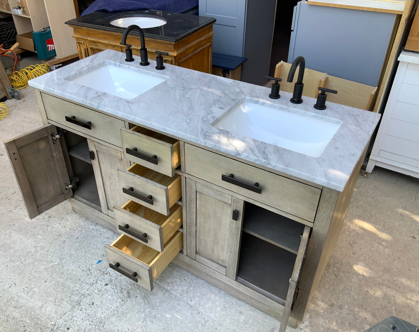 [CLEARANCE] Water Creation Chestnut Grey Oak 72” Bathroom Vanity [BASE ONLY]