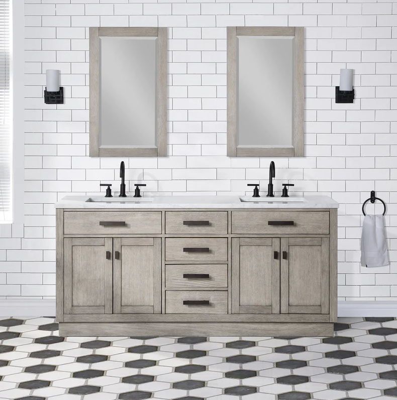[CLEARANCE] Water Creation Chestnut Grey Oak 72” Bathroom Vanity [BASE ONLY]