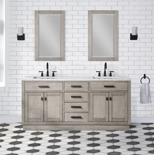 [CLEARANCE] Water Creation Chestnut Grey Oak 72” Bathroom Vanity [BASE ONLY]
