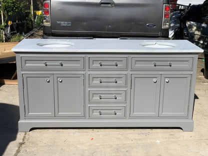 [CLEARANCE] Water Creation Derby Cashmere Grey 72” Bathroom Vanity [BASE ONLY]